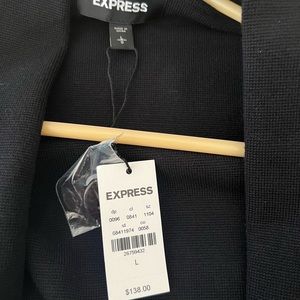 EXPRESS SWEATER JACKET, BLACK, One button; Knee length; 78% Rayon, 22% Nylon;